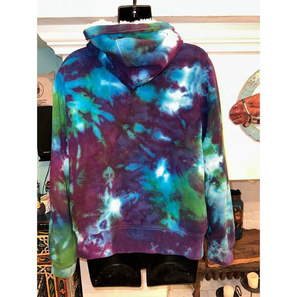 SUPER WARM COZY TIE DYE FAUX FUR LINED HOODIE M - Picture 8 of 10